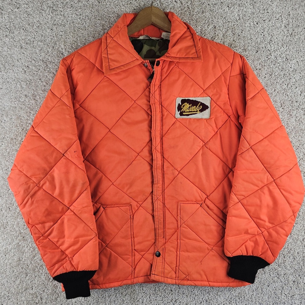 Vintage Big Smith Missabe Railroad Blaze Orange Camo Jacket Sz Medium Made USA